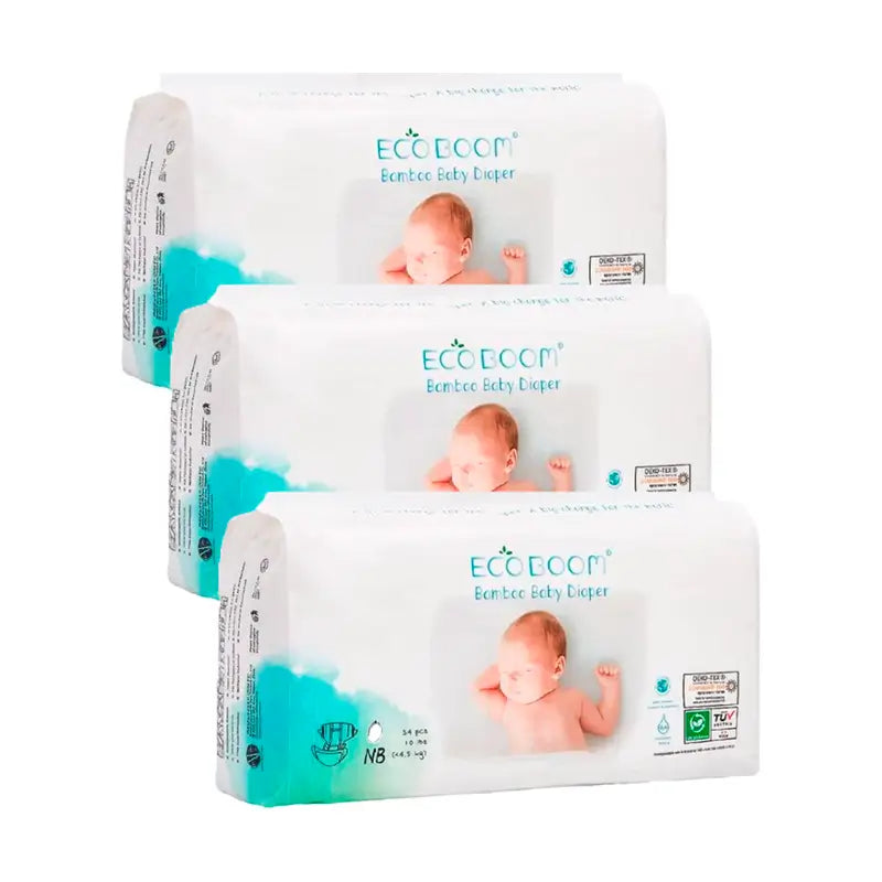 Eco Boom Pack 3X Pure Bamboo Nappy Pack Nb 0, 102 Units