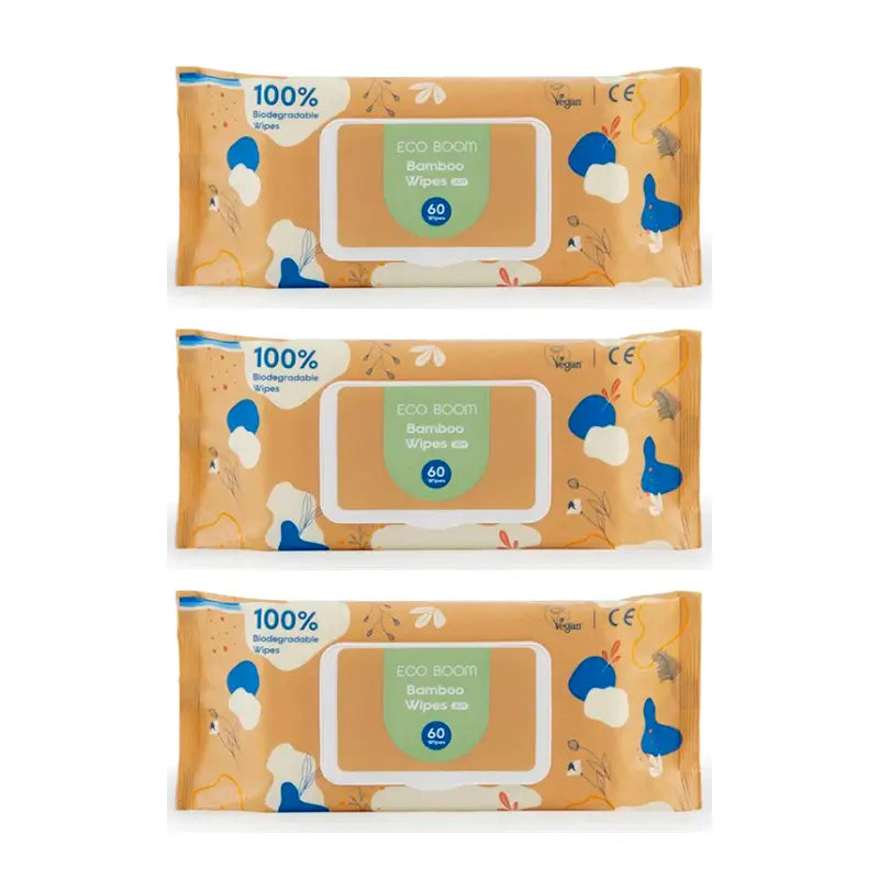 Eco Boom Bamboo Wet Wipes Pack, 3 X 60 pcs.