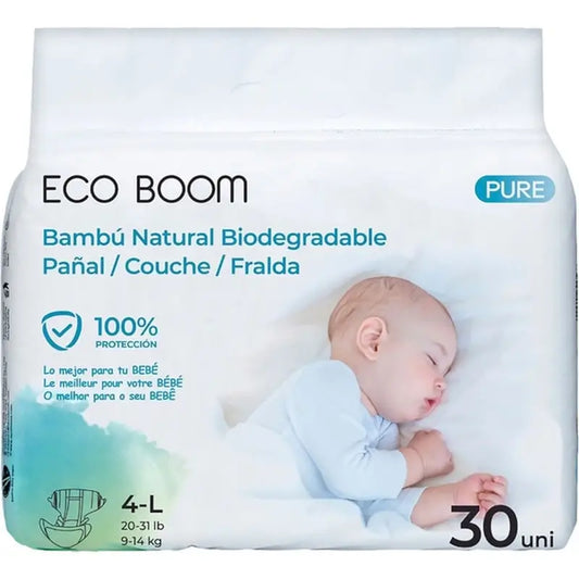 Eco Boom Bamboo Nappy Pure L 4, 30 units