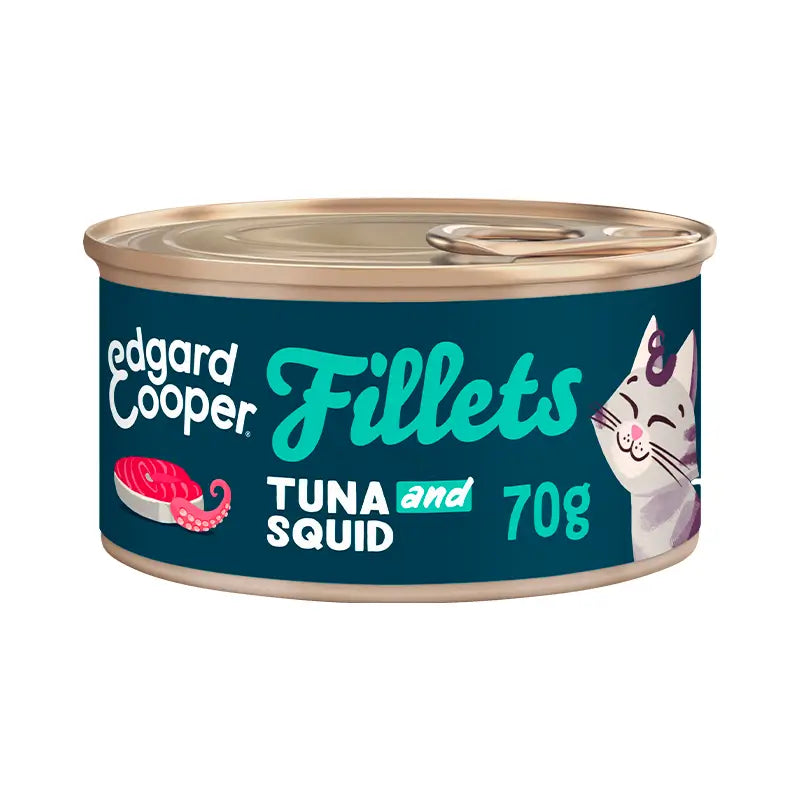 Edgard & Cooper Wet Cat Food 24x70g Tuna & Squid Fillets Cereal Free