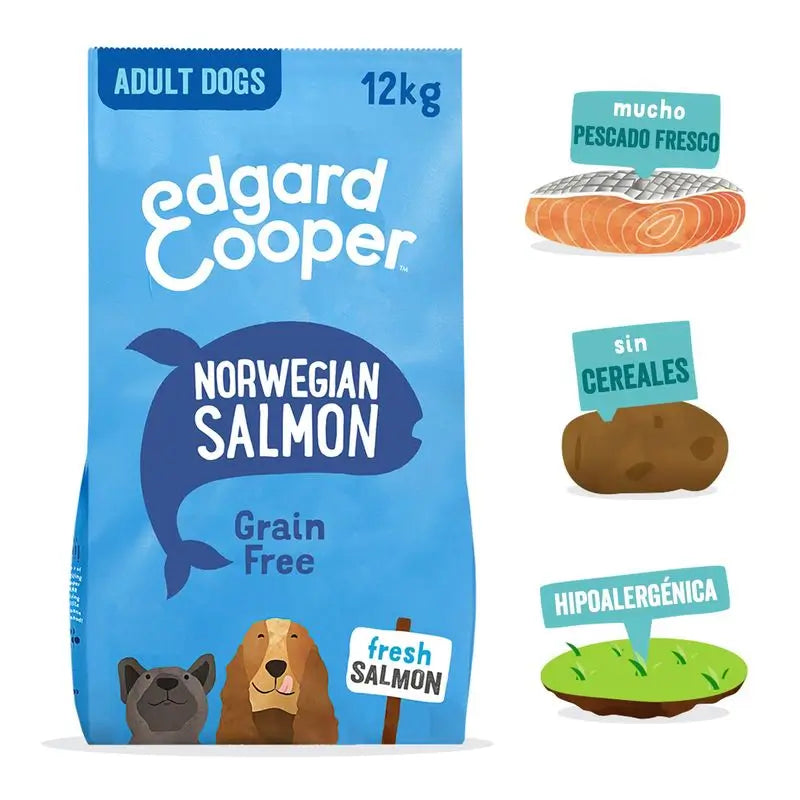 Edgar & Cooper Pienso Para Perros 12kg Salmón Noruego Con Remolacha, Manzana, Mango Y Grosella Frescos