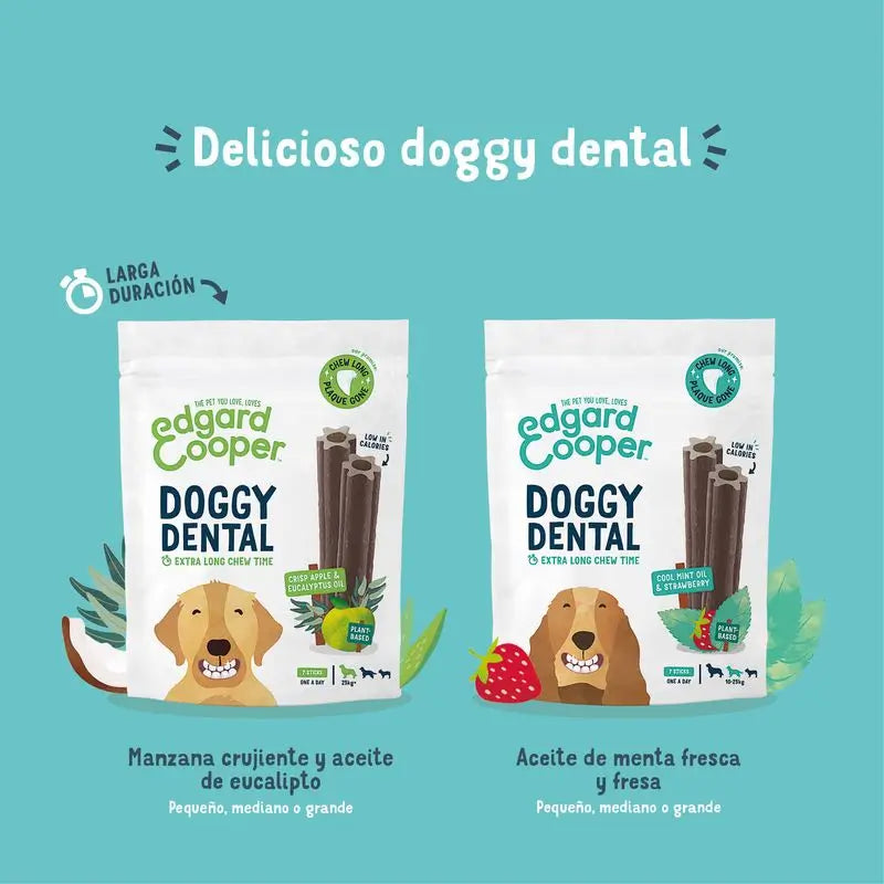 Edgar & Cooper Snack Dental Para Perros 8x175g Adult  Fresa y Menta Mediano