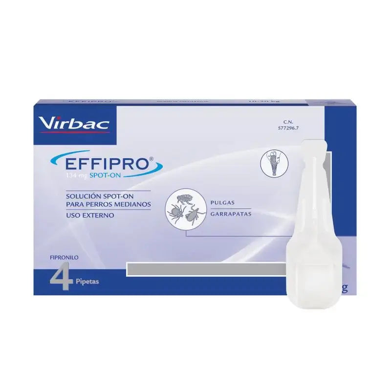 Effipro 134 Mg Spot-On Medium Dogs 10-20kg, 4 Pipettes