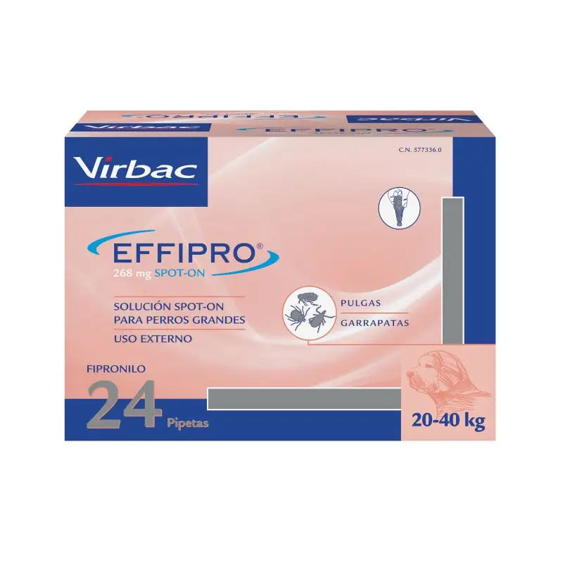 Effipro 268 Mg Spot-On Perros Grandes 20-40Kg, 24 Pipetas