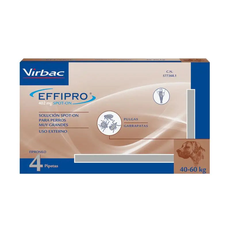 Effipro 402 Mg Spot-On Large Dogs +40Kg, 4 Pipettes