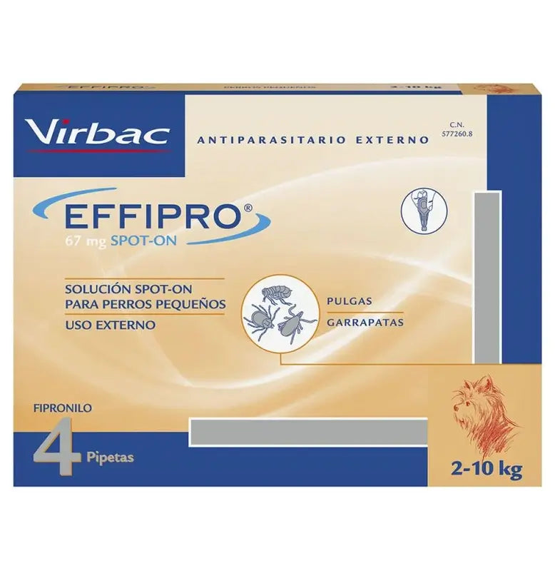 Effipro 67 Mg Spot-On Small Dogs 2-10Kg, 4 Pipettes