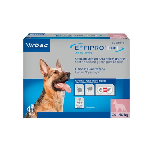 Effipro Duo Spot-On Large Dog 20-40Kg, 4 Pipettes