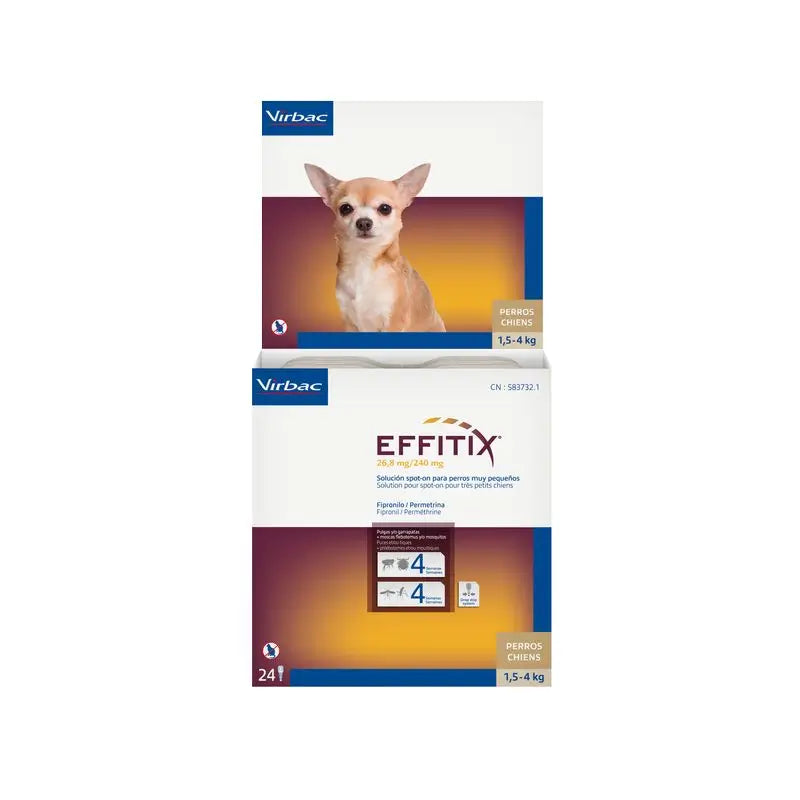 Effitix Xs Antiparasitic Very Small Dogs 1,5-4 Kg, 24 Pipettes