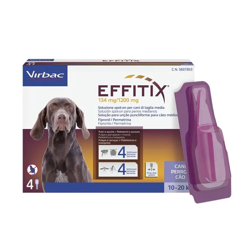 Effitix M Antiparasitic Medium Dogs 10-20 Kg, 4 Pipettes