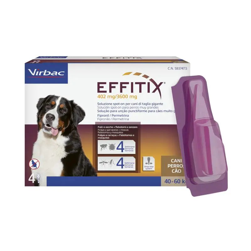 Effitix XL Antiparasitic Very Large Dogs +40 Kg, 4 Pipettes