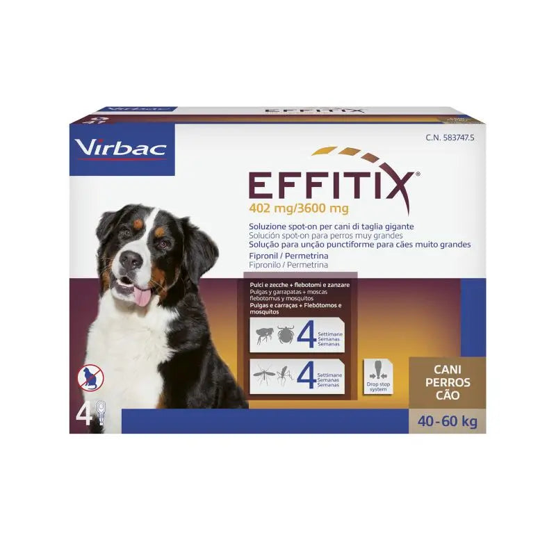 Effitix XL Antiparasitic Very Large Dogs +40 Kg, 4 Pipettes