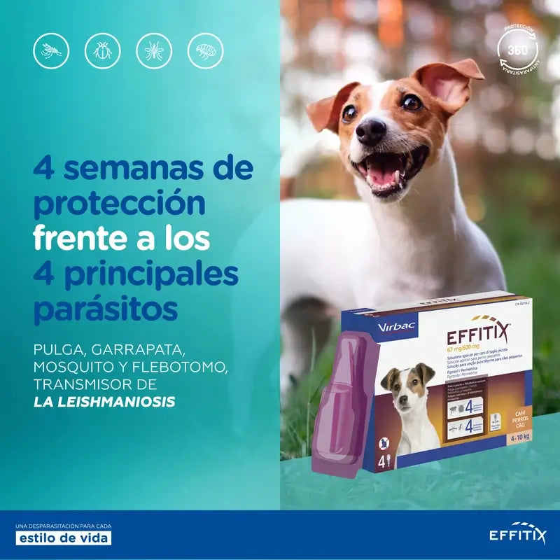 Effitix S Antiparasitic Small Dogs 4-10 Kg, 4 Pipettes