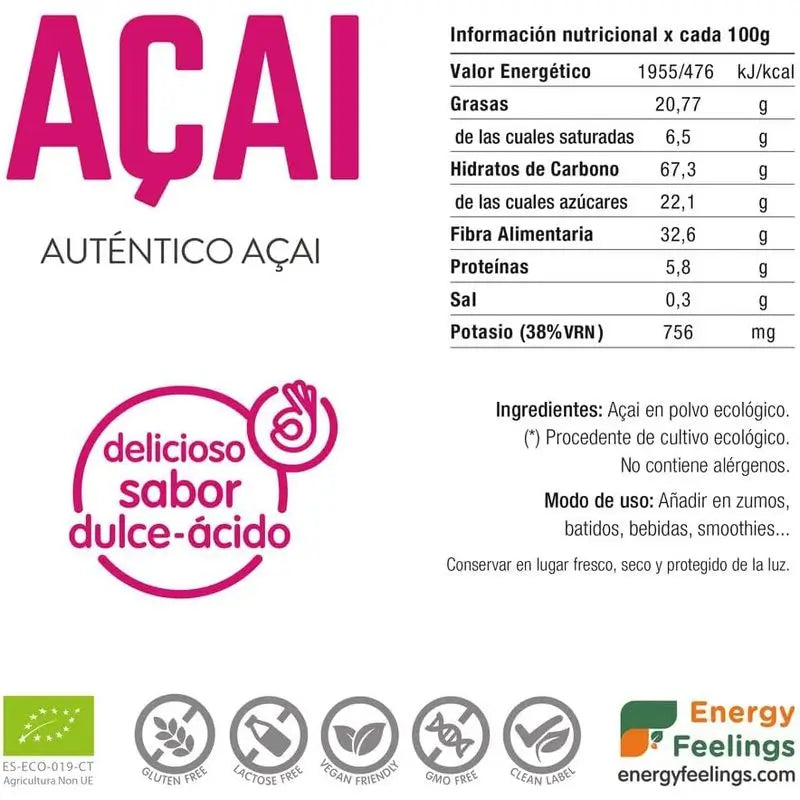 Energy Feelings Açai 1Kg. Eco Vegan Sg