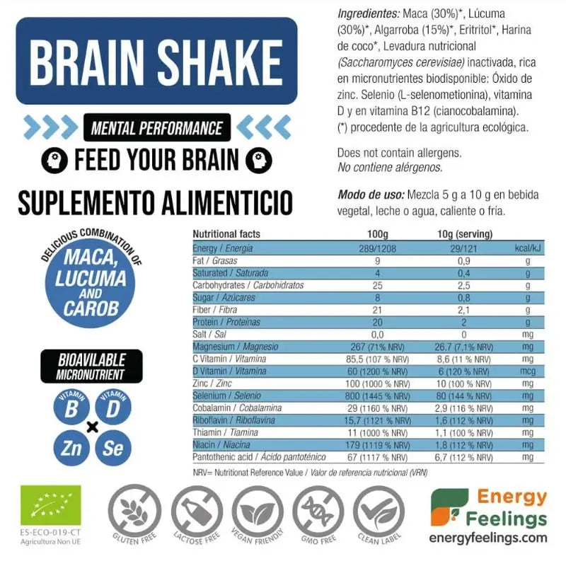 Energy Feelings Brain Shake 500Gr. Eco Vegan Sg