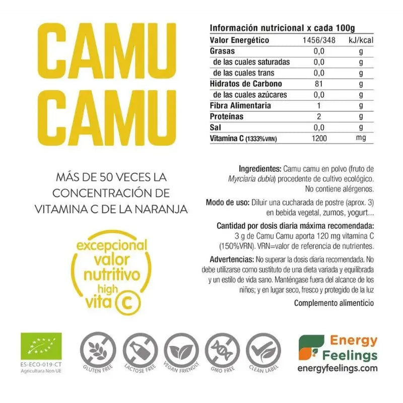 Energy Feelings Camu Camu 1Kg. Eco Vegan Sg