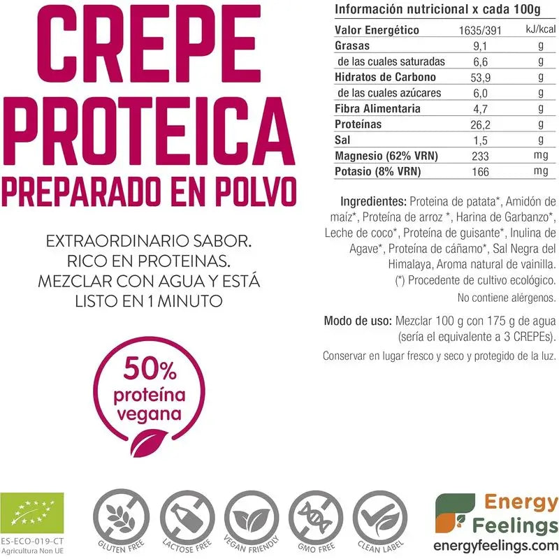 Energy Feelings Vegan Protein Crepe 1Kg. Eco Vegan Sg**