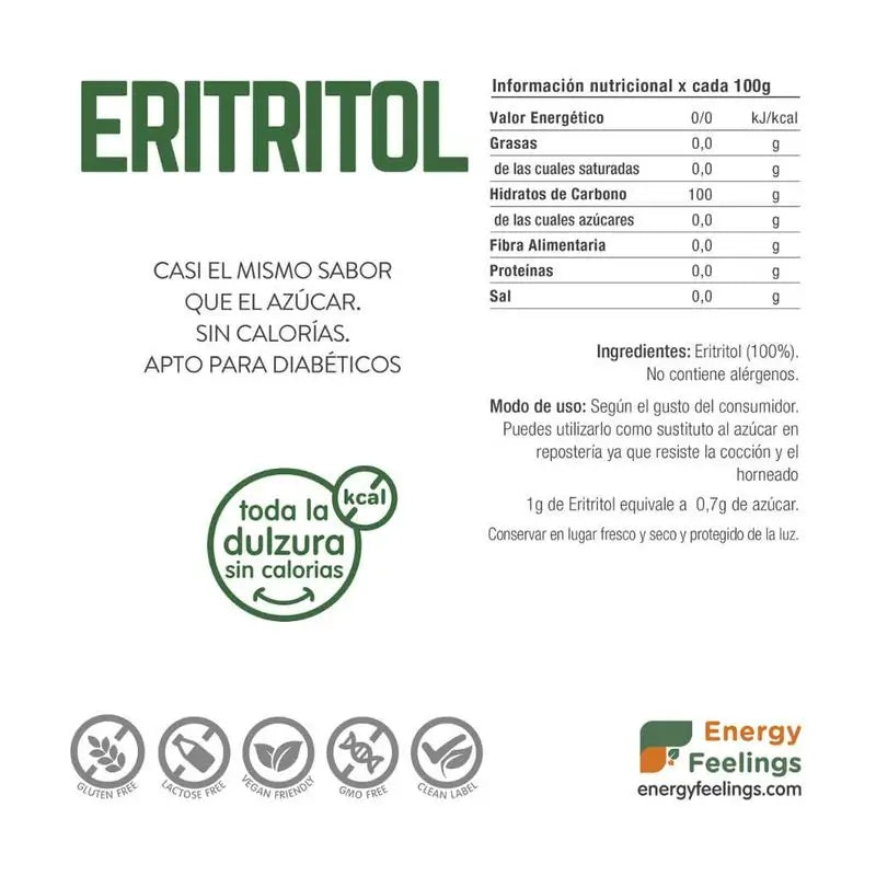 Energy Feelings Erythritol Powder 200Gr. Vegan Sg