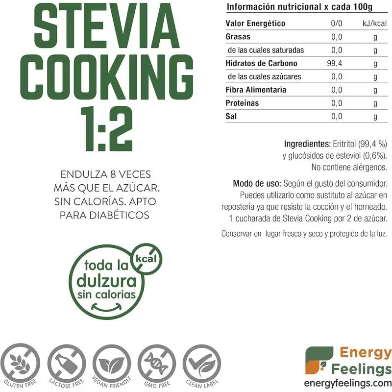 Energy Feelings Stevia Cooking 1:2 200Gr. Vegan Sg**