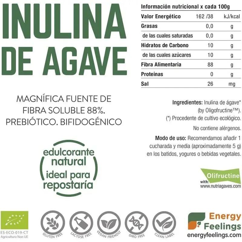 Energy Feelings Agave Inulin Powder 1Kg. Eco Vegan