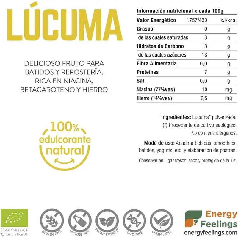 Energy Feelings Lucuma Powder 200Gr. Eco Vegan Sg