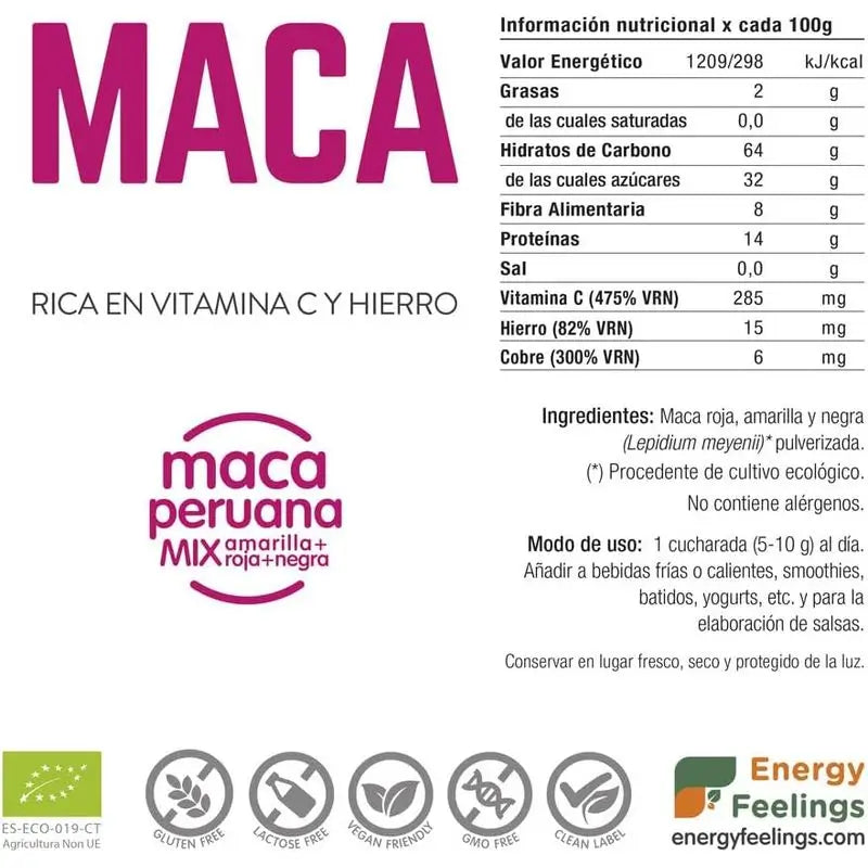 Energy Feelings Maca Powder 1Kg. Eco Vegan Sg