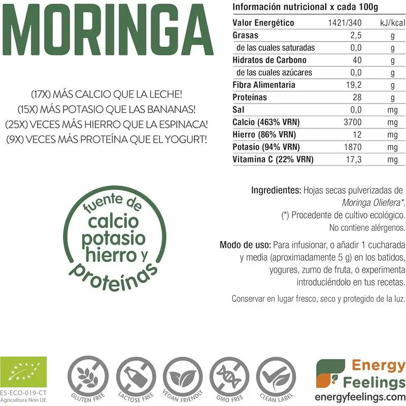 Energy Feelings Moringa Powder 1Kg. Eco Vegan Sg