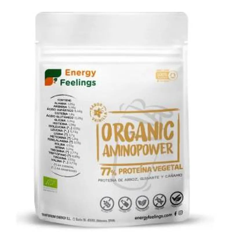 Energy Feelings Organic Aminopower 77% Vainilla 500Gr Eco Vegan Sg