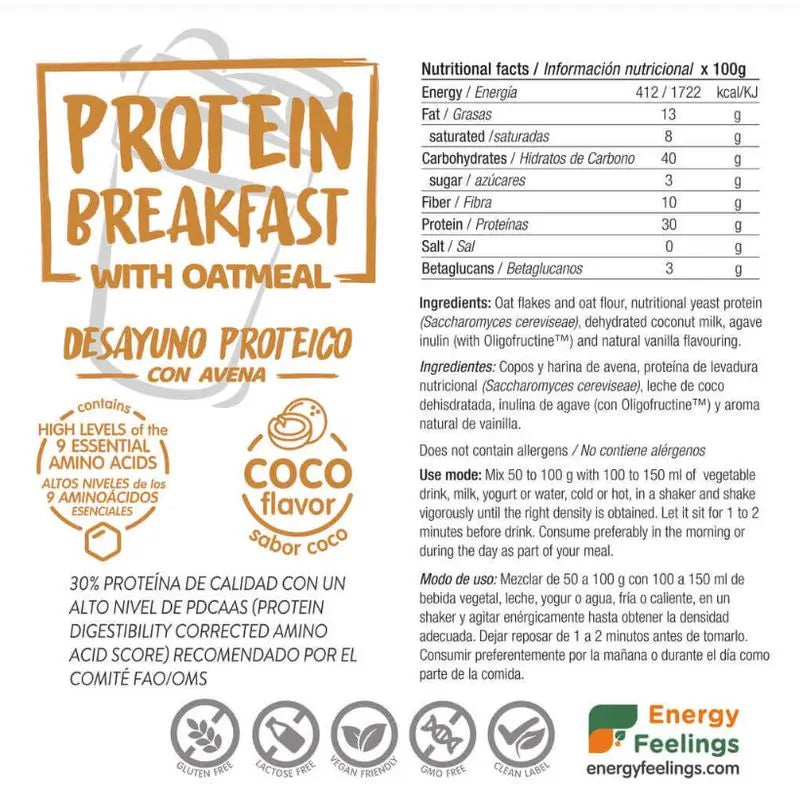 Energy Feelings Protein Breakfast Coconut 1Kg. Eco