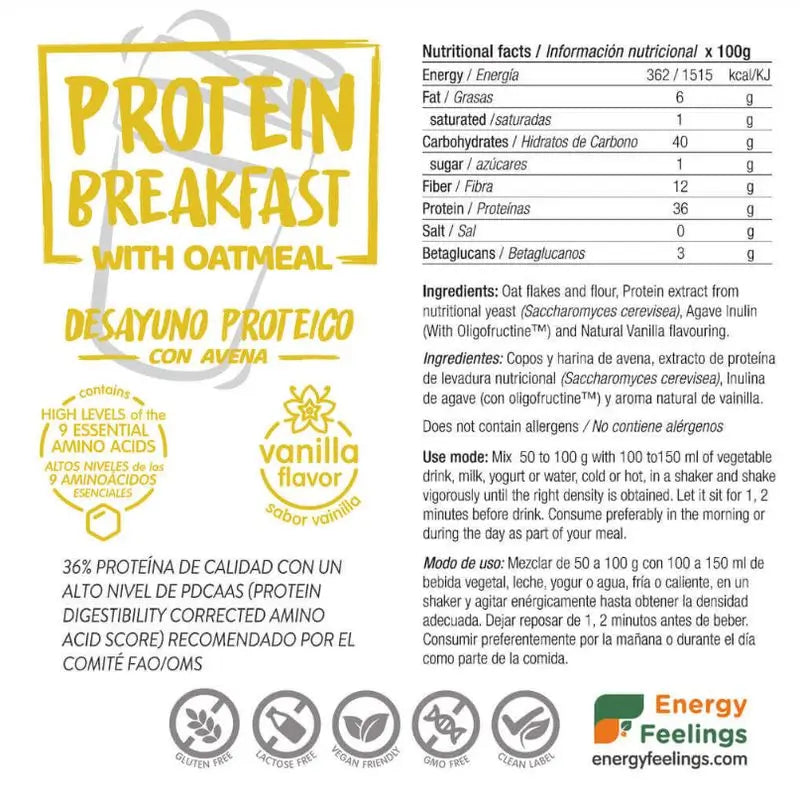 Energy Feelings Protein Breakfast Vanilla 1Kg. Eco