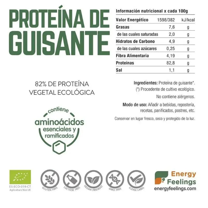 Energy Feelings Pea Protein 500Gr. Eco Vegan Sg