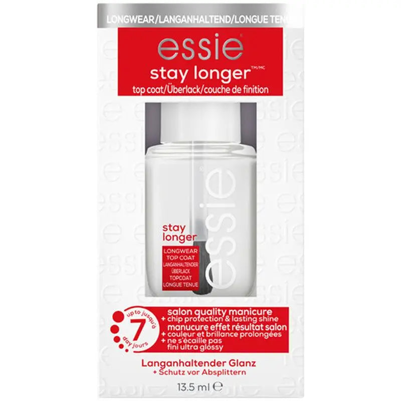 Essie Stay Longer Nail Top Coat, Long Lasting Up to 7 Days, Fast Drying