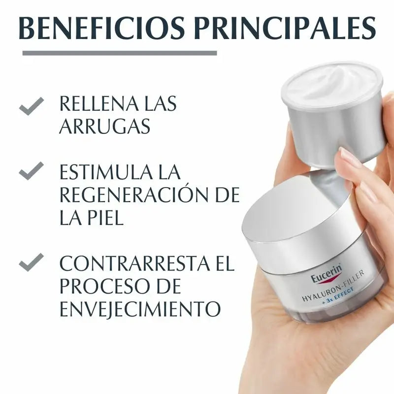 Eucerin Hyaluron-Filler Triple Efecto X3 Día Fps 15 Para Piel Seca, 50 ml