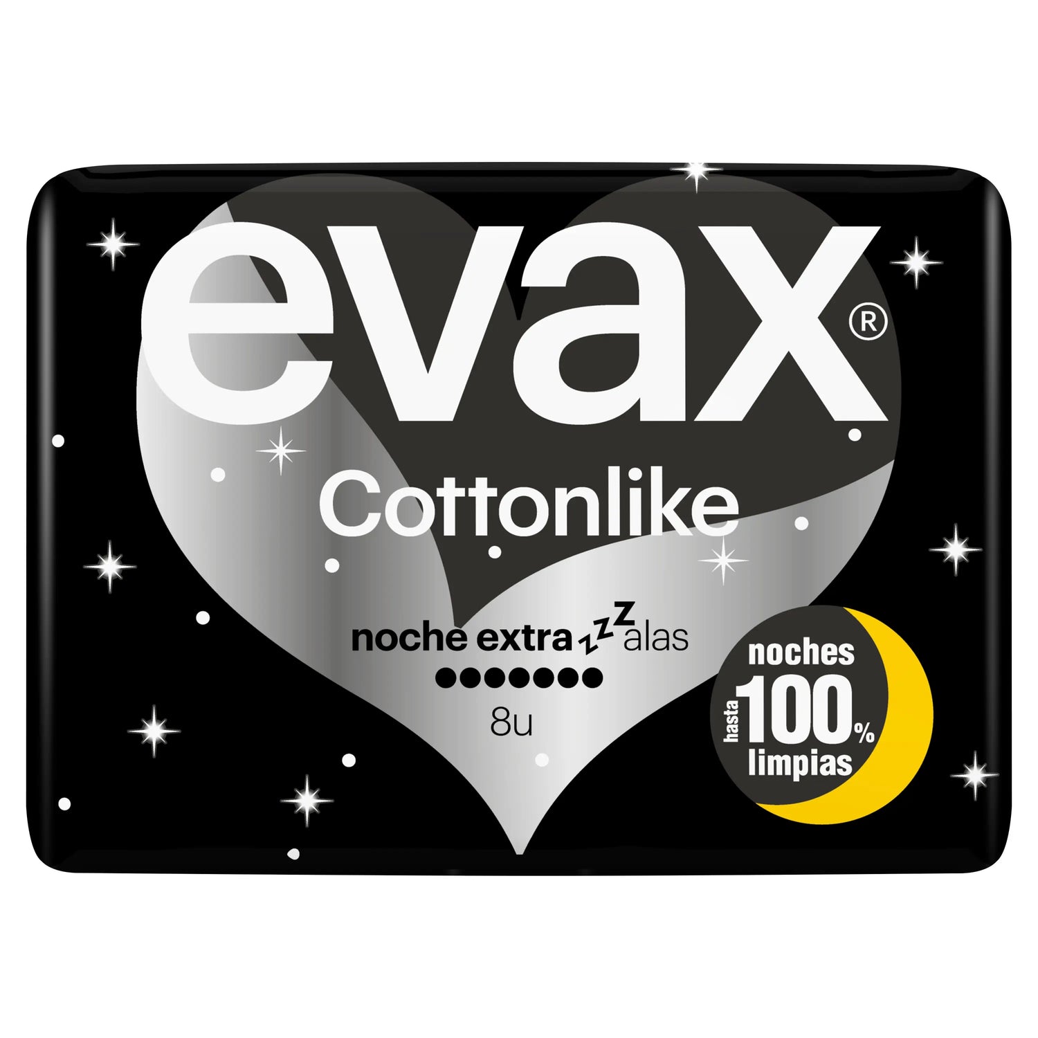 Evax Cottonlike Extra Night Pads With Wings , 8 units