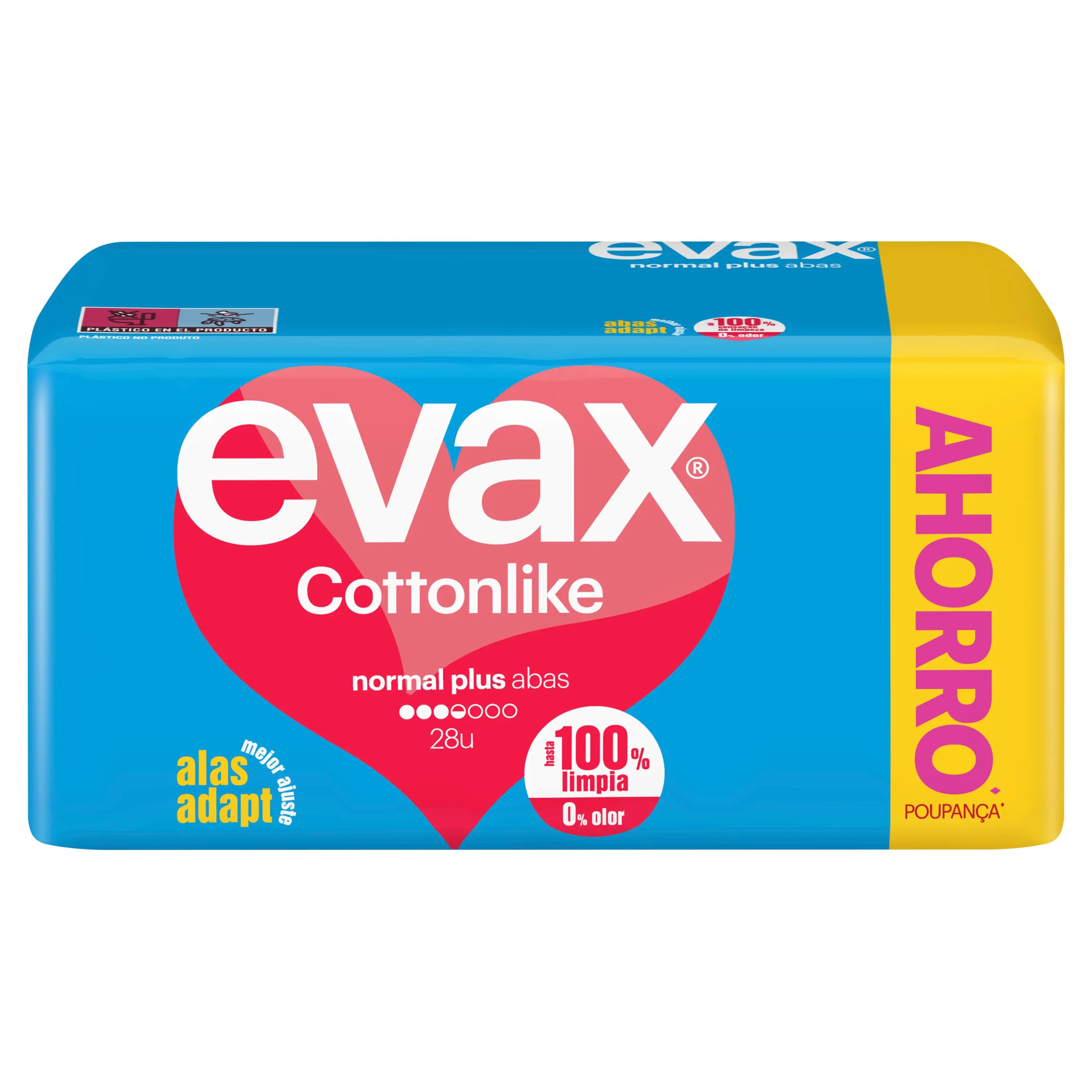 Evax Cottonlike Pads Normal Plus With Wings , 28 units