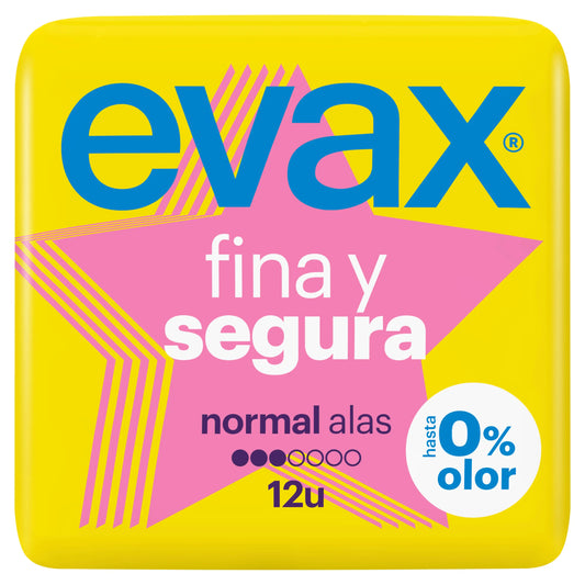 Evax Thin & Safe Compresses Normal With Wings , 12 units