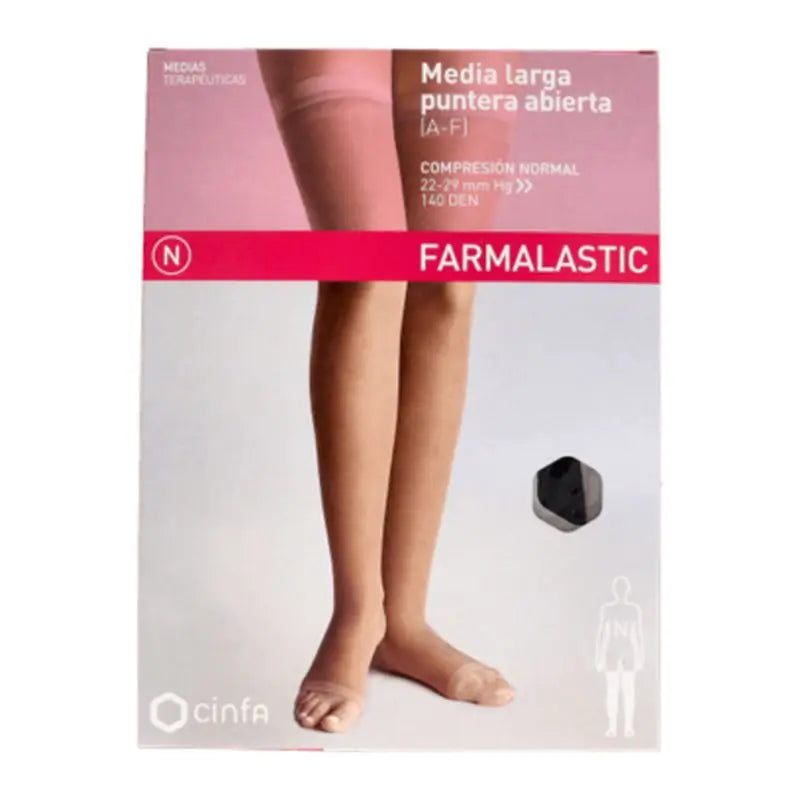 Farmalastic Long Open Toe Stocking Black, Size M