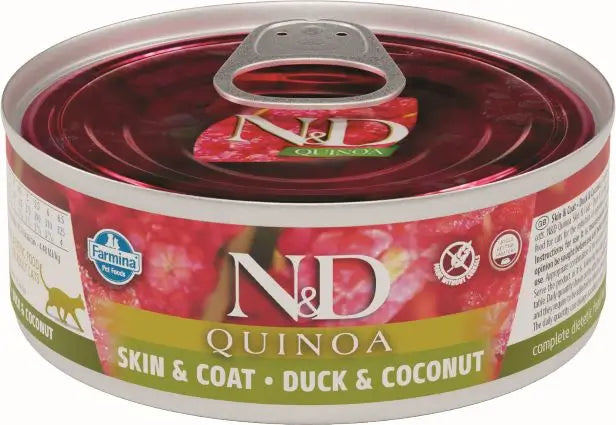 Farmina N&D Cat Quinoa Skin Coat Pato Caja 24X80Gr, comida húmeda para gatos