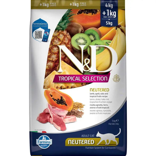 Farmina N&D Cat Tropical Selection Neutered Lamb 4+1kg