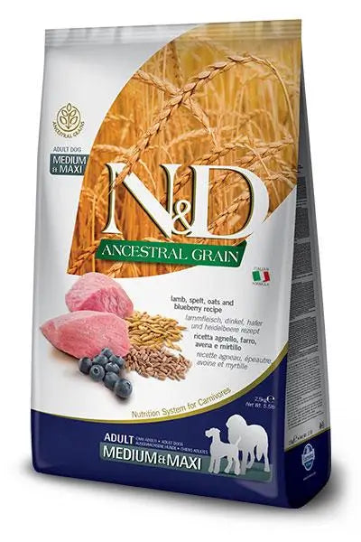 Farmina N&D Dog Ancestral Medium Maxi Cordero 2,5Kg, pienso para perros