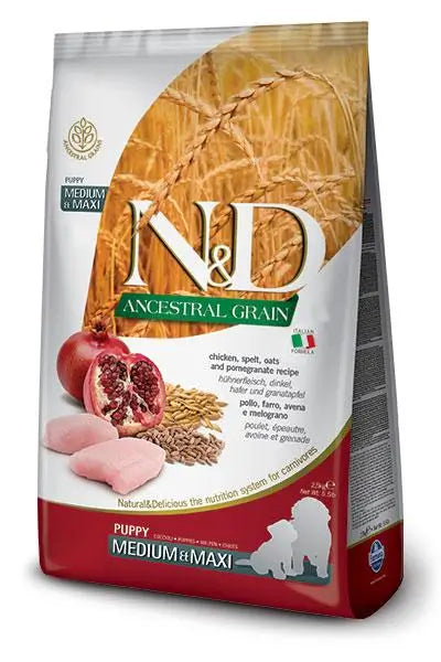 Farmina N&D Dog Puppy Ancestral Medium Maxi Pollo 12Kg, pienso para perros cachorros