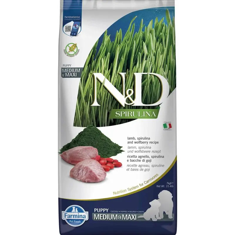 Farmina N&D Dog Puppy Spirulina Medium Spirulina Maxi Lamb 7Kg