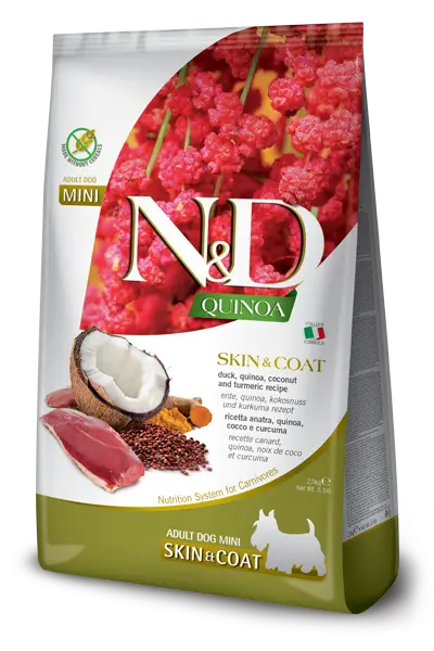 Farmina N&D Dog Quinoa Skin Coat Pato Mini 2,5Kg, pienso para perros