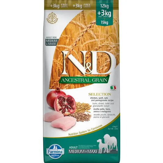 Farmina N&D Dog Selection Ancestral Med Maxi Chicken 12+3Kg