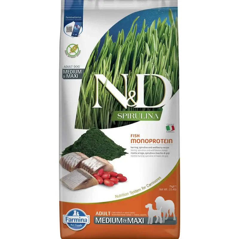 Farmina N&D Dog Spirulina Medium Maxi Herring 7Kg