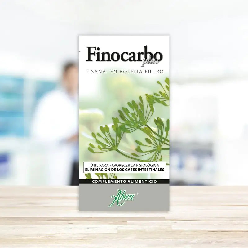 Aboca Finocarbo Plus Tisane for Digestion, with Fennel, Vegetable Charcoal, Caraway, Camomile and Mint, 20 sachets