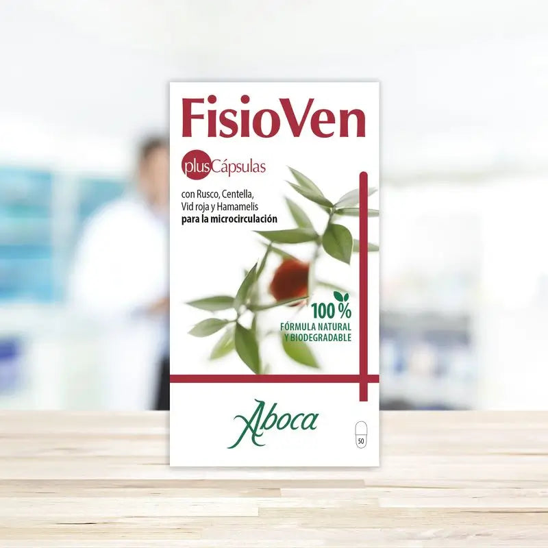 Aboca Fisioven Capsules, 50 capsules, promotes microcirculation of the legs, with Rusco, Centella, Red Vine and Hammelis, 50 capsules