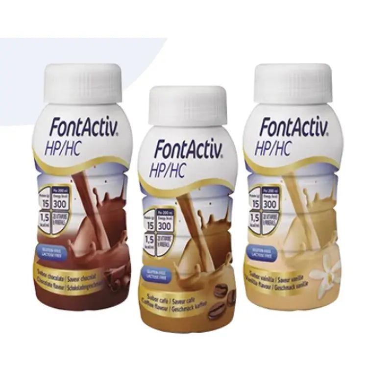 Fontactiv hp/hc 8 bottles chocolate flavour x 125 ml + 8 bottles coffee flavour x 125 ml + 8 bottles vanilla flavour x 125 ml