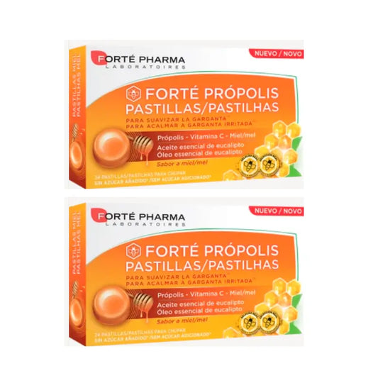 Forté Pharma Duplo Forté Propolis Honey Lozenges, 2 x 24 Lozenges