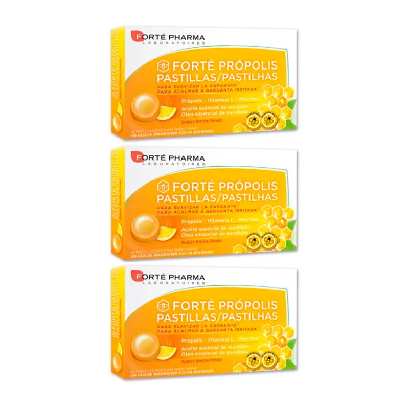 Forté Pharma Triplo Forté Propolis Lemon Lozenges, 3 x 24 lozenges