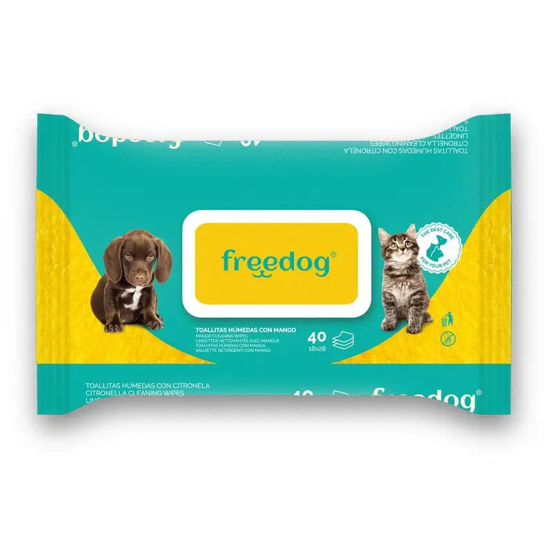 Freedog Toallitas Humedas Mango Grande 40 Unidades 28 X 18Cm